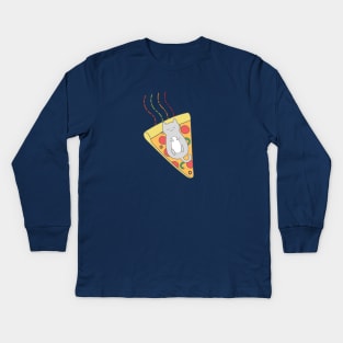 Pizza Cat Snoozing in Space Kids Long Sleeve T-Shirt